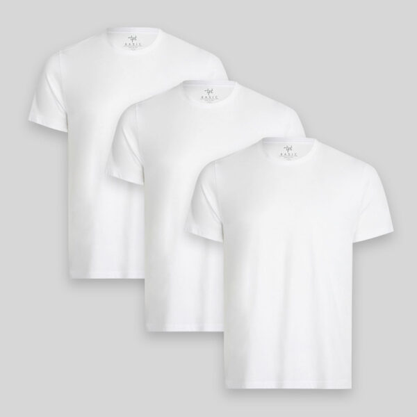 Pack de 3 polos Hombre Cuello Redondo Blanco