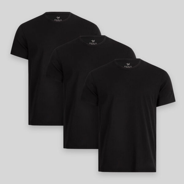 Pack de 3 polos Hombre Cuello Redondo Negro