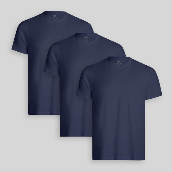 Pack de 3 polos Hombre Cuello Redondo Azul Oxford