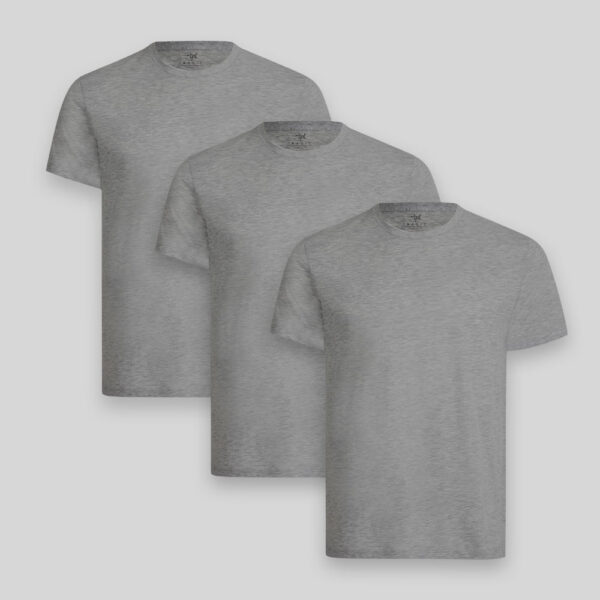 Pack de 3 polos Hombre Cuello Redondo Plomo Melange