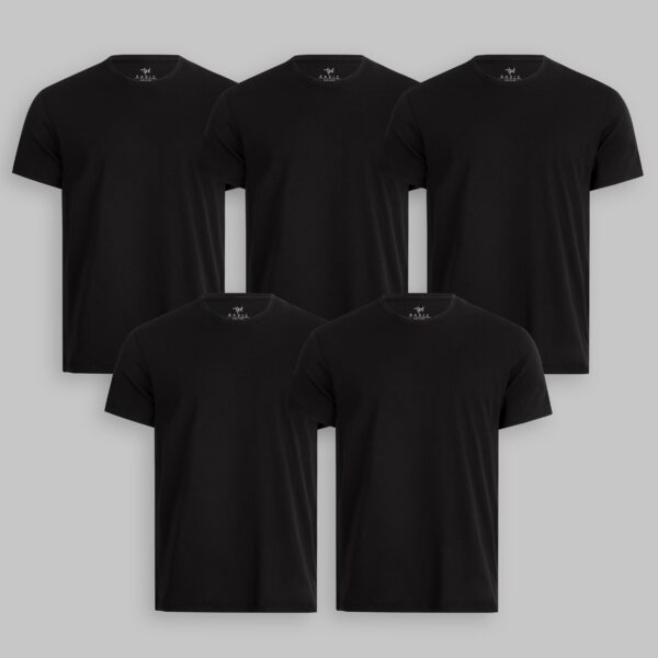 Pack de 5 polos Cuello Redondo Negro