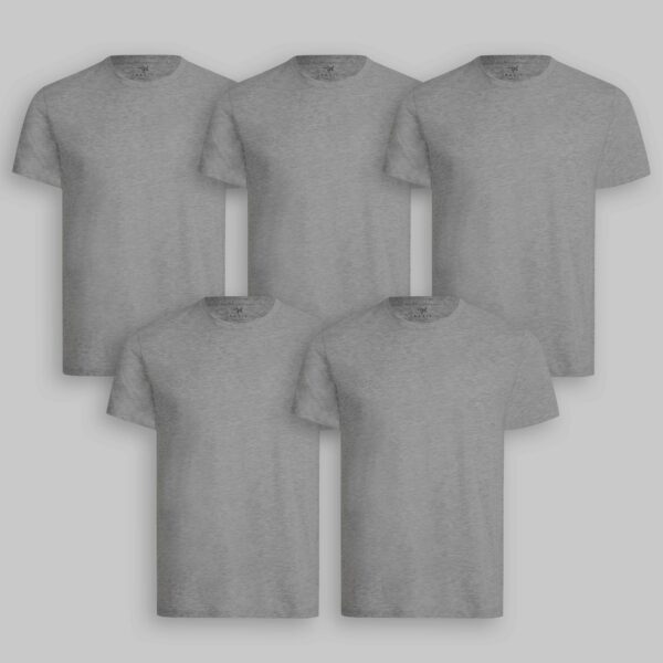Pack de 5 polos Cuello Redondo Plomo Melange