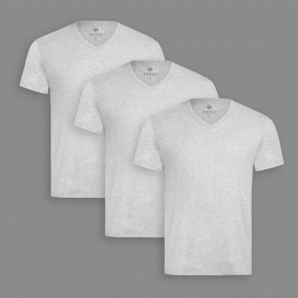 Pack de 3 polos Hombre Cuello V Gris Poly