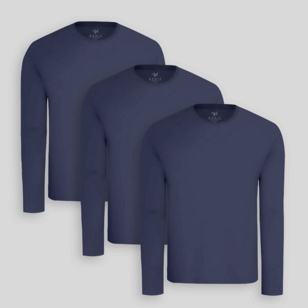 Pack de 3 polos manga larga Azul Oxford