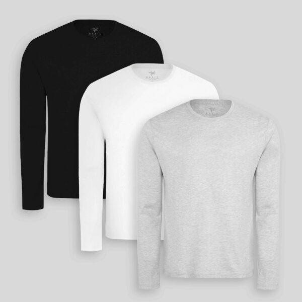 Pack de 3 polos manga larga Blanco Optico / Gris Poly / Negro