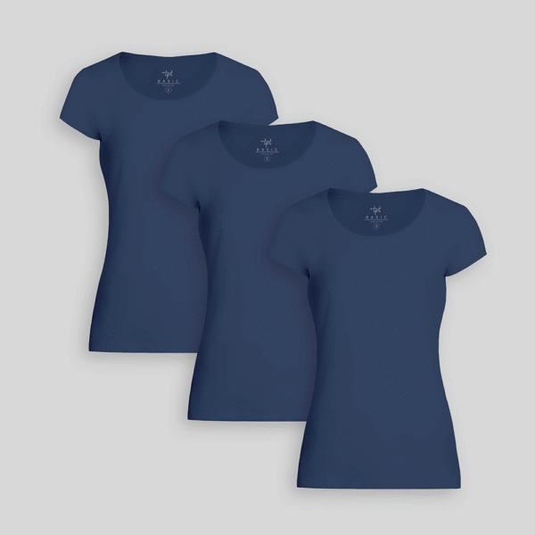 Pack de 3 polos Mujer Cuello Redondo Azul Atlantico