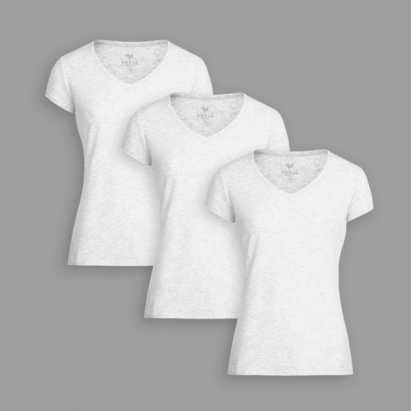 Pack de 3 polos Mujer Cuello V Níquel Poly Htr