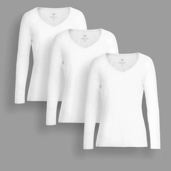 Pack de 3 polos manga larga Blanco