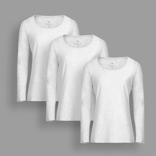 Pack de 3 polos manga larga Cuello Redondo Niquel Poly