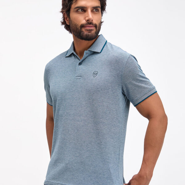 Polo Cuello Camisa Hombre Ashyto Celeste Indigo