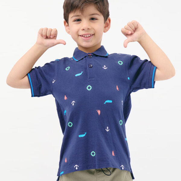 Polo Cuello Camisa Niño Gino Azul Atlántico