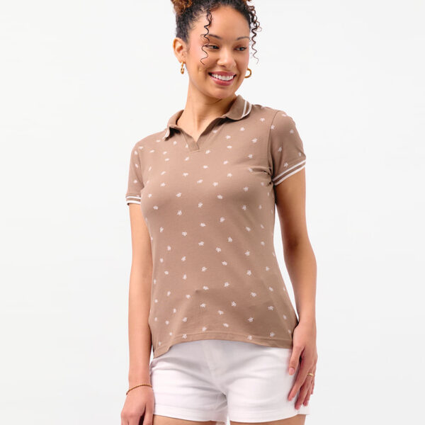Polo Cuello Camisa Mujer Leah Marron Roble