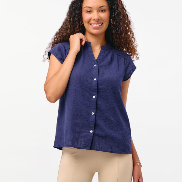 Blusa Mujer Cata Solido Azul Náutico