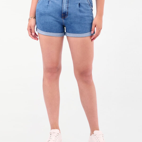 Short Denim Mujer Mom Fit Dirty Bleach