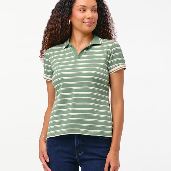 Polo Cuello Camisa Mujer Rose Verde Palmera