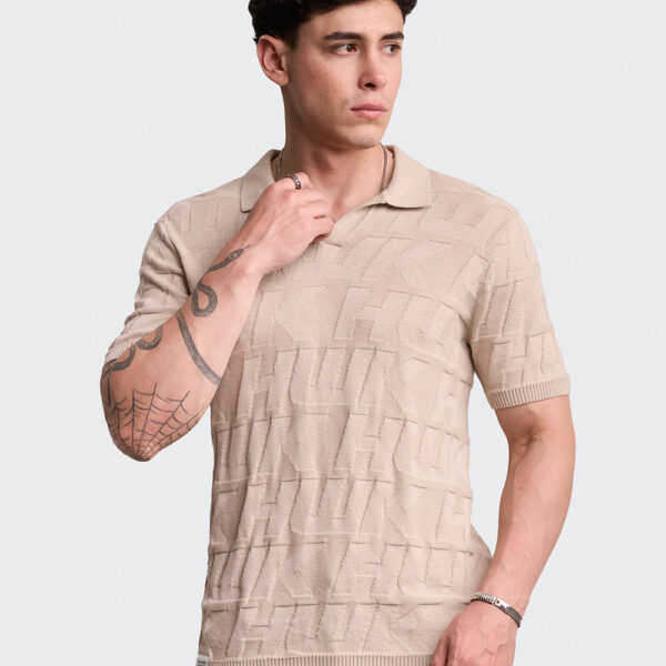 Polo Cuello Camisa Hombre Leonard Beige Botanico