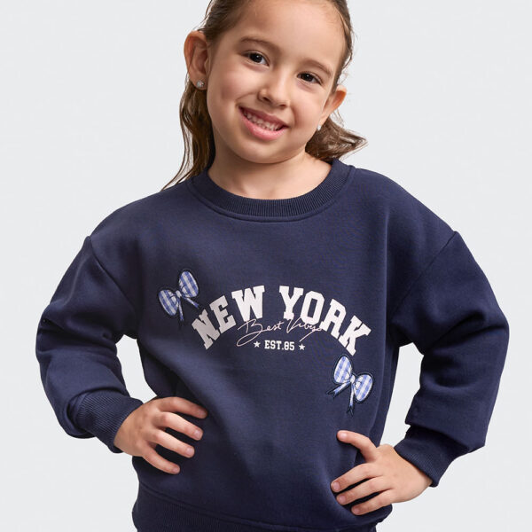 Polera Niña Francine Azul Nautico Seda