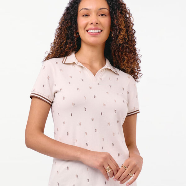 Polo Cuello Camisa Mujer Leah Beige Crema