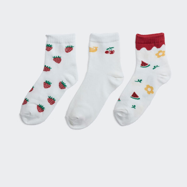Calcetines Pack x 3 Unidades Niña Mora Coco/Rojo/Coco