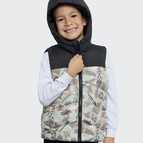 Chaleco Niño Troy Gris Iron / Beige Arena