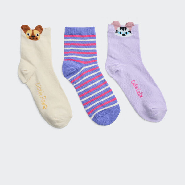 Calcetines Pack x 3 Niña Mora Beige/Lila/Morado