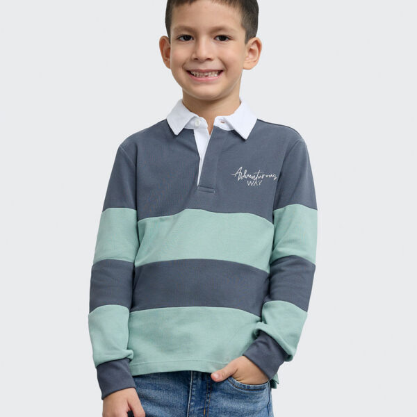 Polo Cuello Camisa Niño Nick Verde Slate / Verde Safari