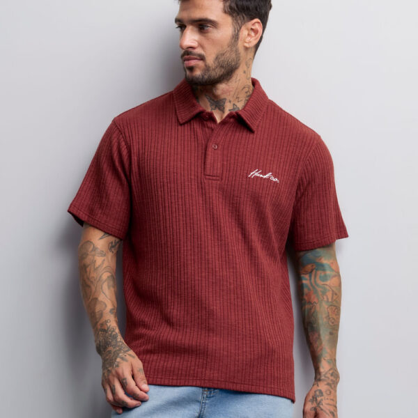 Polo Cuello Camisa Hombre Lucky Teja Dusty