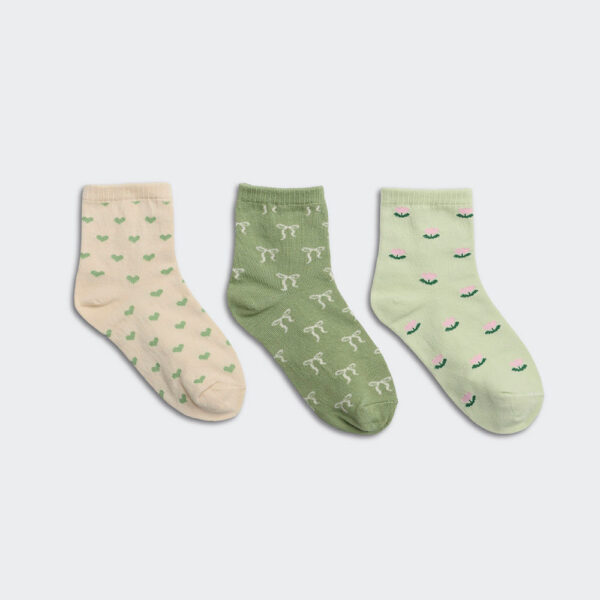 Calcetines Pack x 3 Niña Mora Verde/Beige/Verde Pistacho