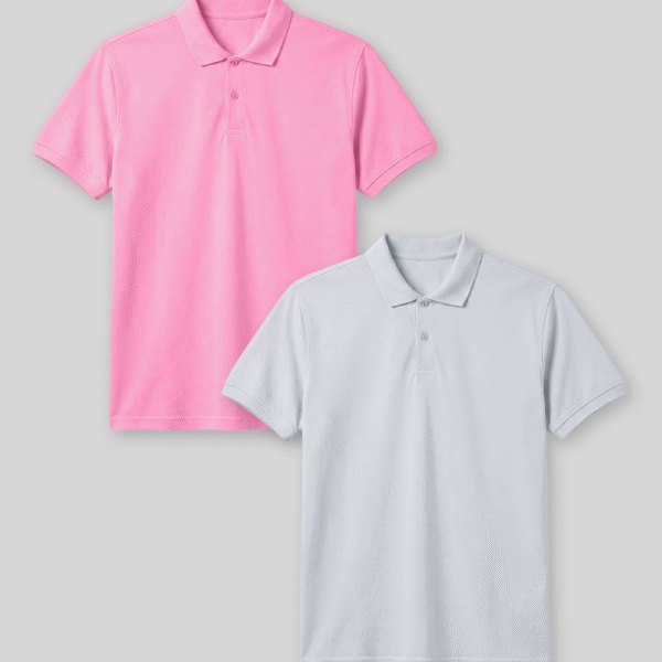 Pack de 2 polos Cuello Camisa Hombre Rosado chicle / Celeste Claro