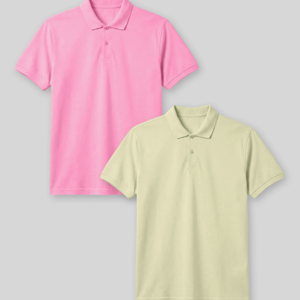 Pack de 2 polos Cuello Camisa Hombre Rosado Chicle / Verde Lima