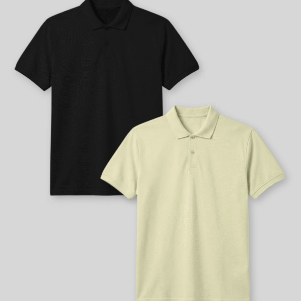 Pack de 2 polos Cuello Camisa Hombre Negro / Verde Lima